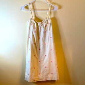 Lilly Pulitzer yellow seersucker embroidered dress